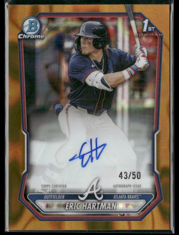 2026 Bowman Baseball Eric Hartman #CPA-EHA Chrome Gold Lava 1st Bowman Auto /50