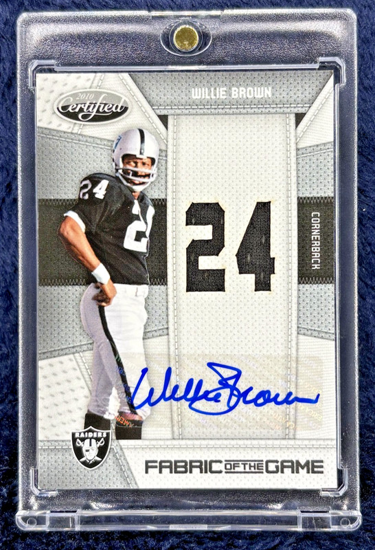 2010 CERTIFIED WILLIE BROWN PIECES OF THE GAME GAME-USED PATCH AUTO SSP /25 HOF