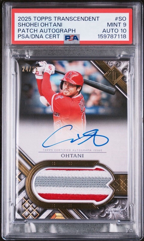 2025 TOPPS TRANSCENDENT PATCH AUTO SHOHEI OHTANI /25 PSA 9 AUTO 10 POP 1!