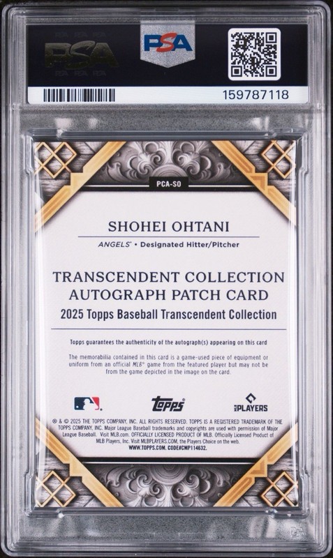 2025 TOPPS TRANSCENDENT PATCH AUTO SHOHEI OHTANI /25 PSA 9 AUTO 10 POP 1! view 2