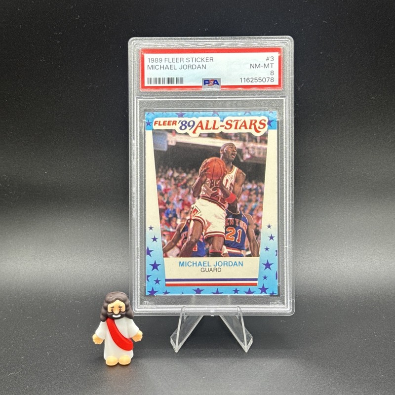1989 Fleer Sticker Michael Jordan All-Stars PSA 8 Bulls #3 NBA Vintage HOF