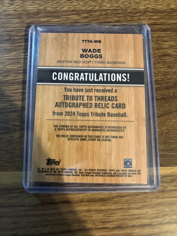 2024 Tribute Wade Boggs Game Used Jersey Auto Autograph /99 Red Sox view 2