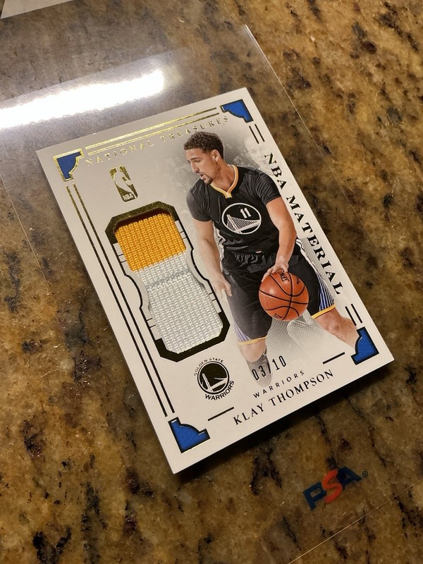 KLAY THOMPSON 2015-16 National Treasures GAME USED non auto Patch #/10 Warriors