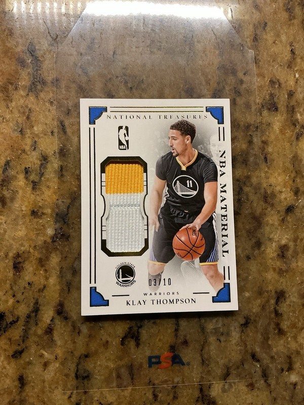 KLAY THOMPSON 2015-16 National Treasures GAME USED non auto Patch #/10 Warriors view 2