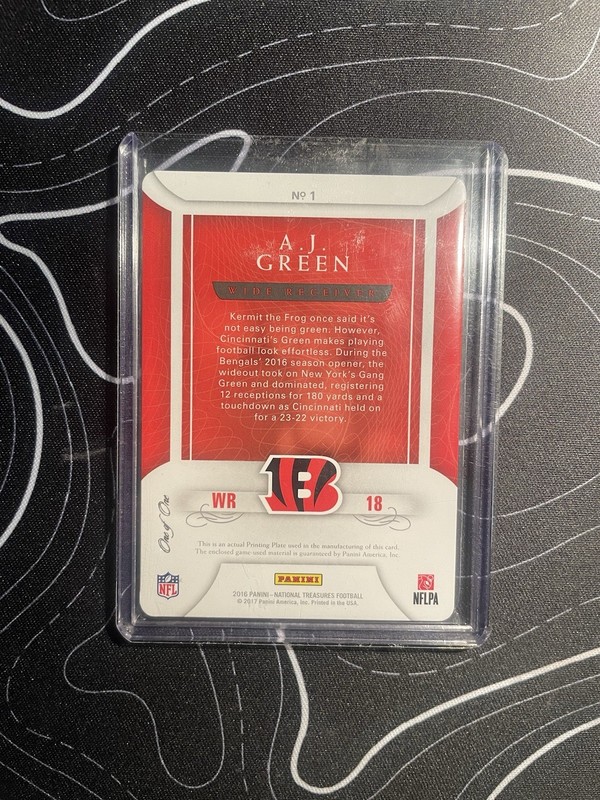 2016 National Treasures Century Materials AJ Green 1/1 Printing Plate Patch view 2