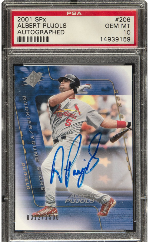 2001 Upper Deck SPx Albert Pujols Autographed Rookie #206 PSA 10 Gem Mint /1500