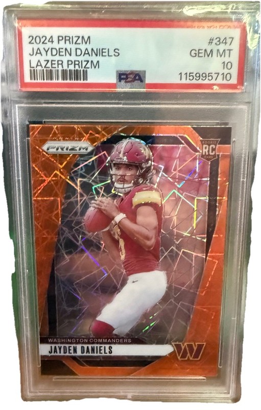 Panini 2024 Prizm Rookies Jayden Daniels RC Lazer Prizm #347 PSA 10
