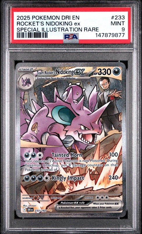 PSA 9 Team Rocket's Nidoking ex 233/182 Pokemon Destined Rivals Full Art Graded