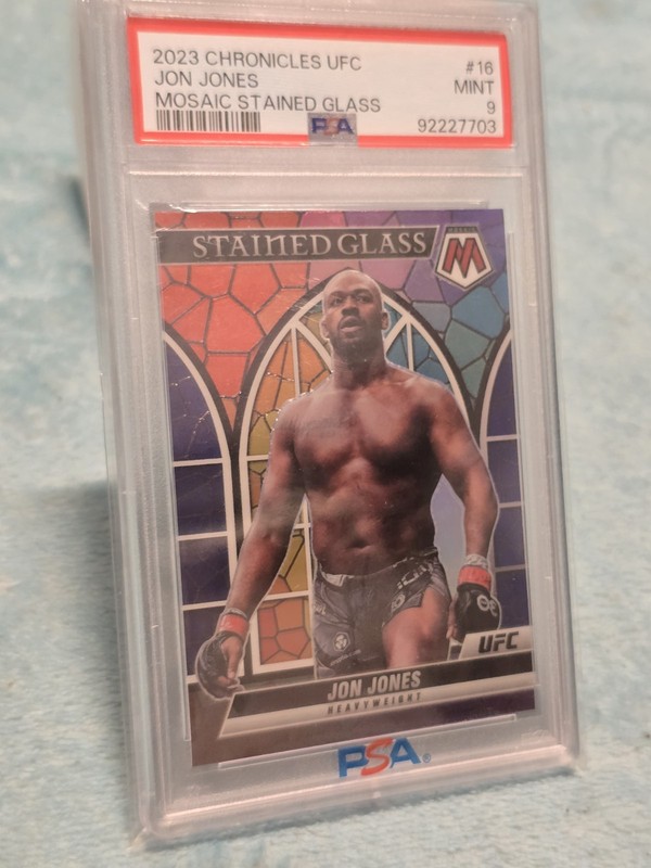 2023 Chronicles UFC Jon Jones Mosaic Stained Glass PSA Rated 9 Collectible Card view 2