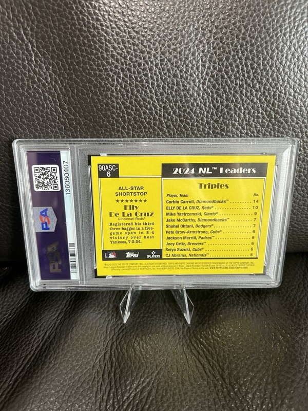 2025 Topps Silver Pack Elly De La Cruz Gold Mojo /50 Reds 1990 All Stars PSA 9 view 2