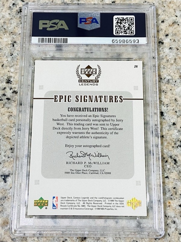1999 UD CENTURY LEGEND JERRY WEST AUTO EPIC SIGNATURES PSA 9 AUTOGRAPH LAKERS view 2