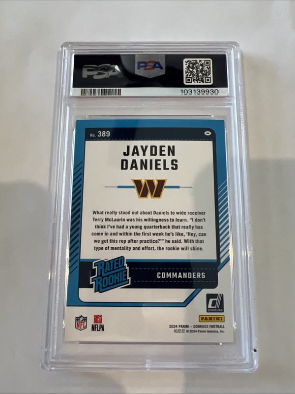 2024 Donruss Jayden Daniels Rated Rookie PSA 10!!! view 2