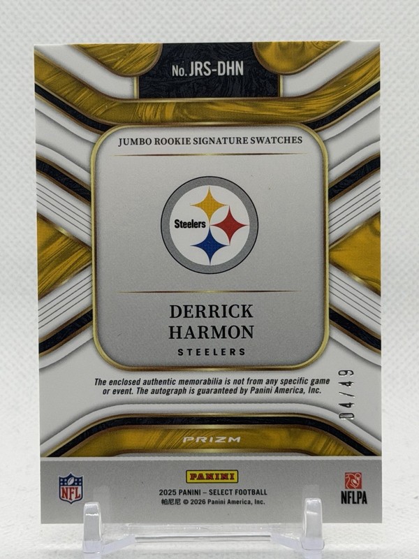 2025 Panini Select Derrick Harmon Rookie Patch Auto /49 #JRS-DHN view 2