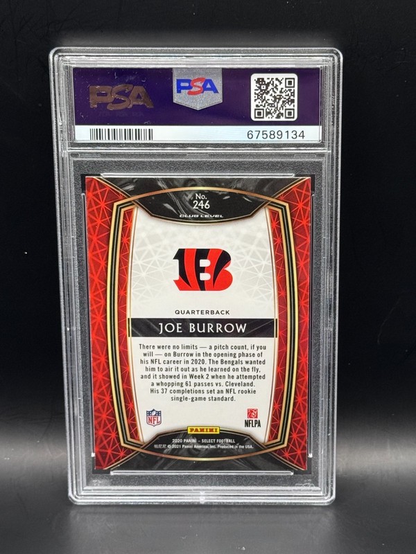 2020 Panini Select Football Club Level Joe Burrow (RC) #246 PSA 10 view 2