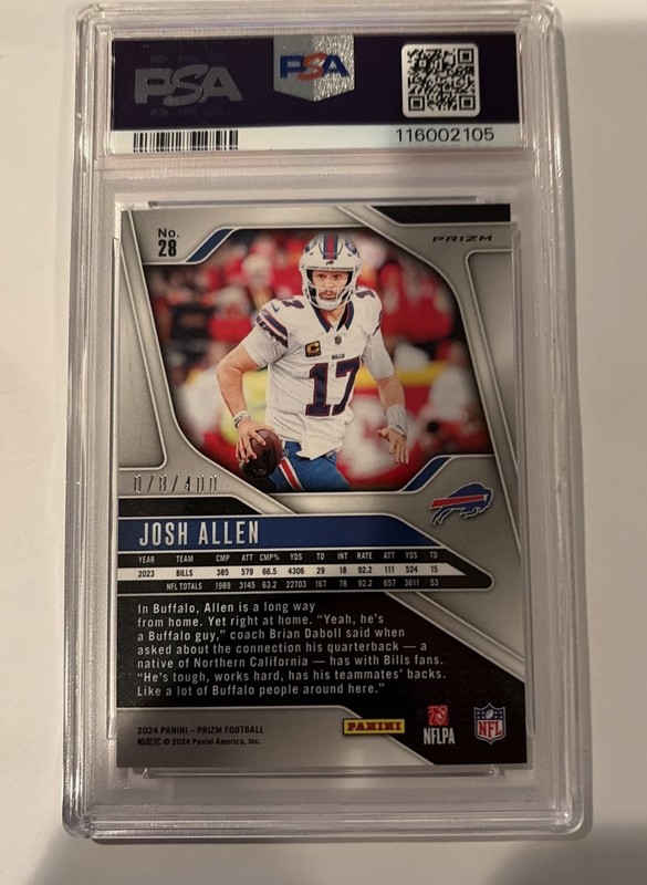 147438661 Josh Allen 2024 Panini Prizm #28 Pandora /400 PSA 9 view 2