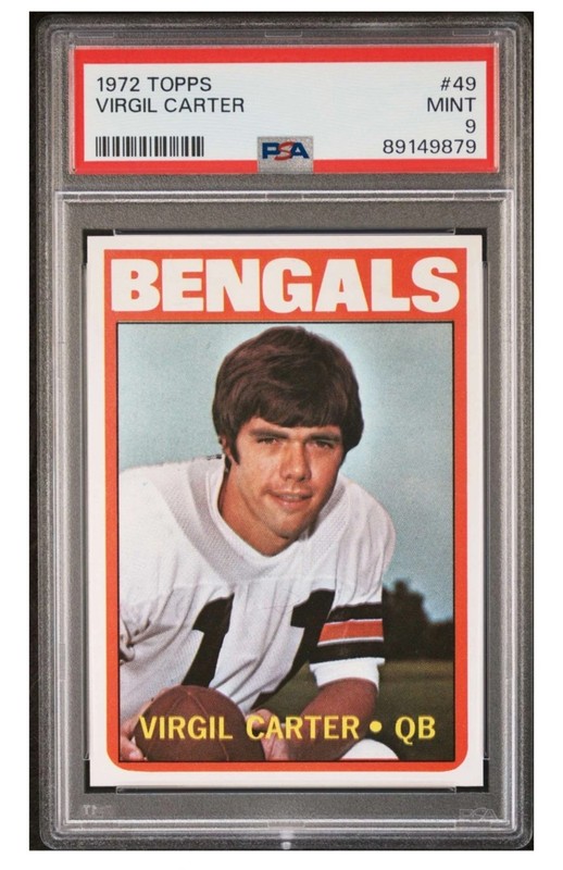 1972 Topps #49 Virgil Carter Cincinnati Bengals PSA 9 Mint Vintage Football Card