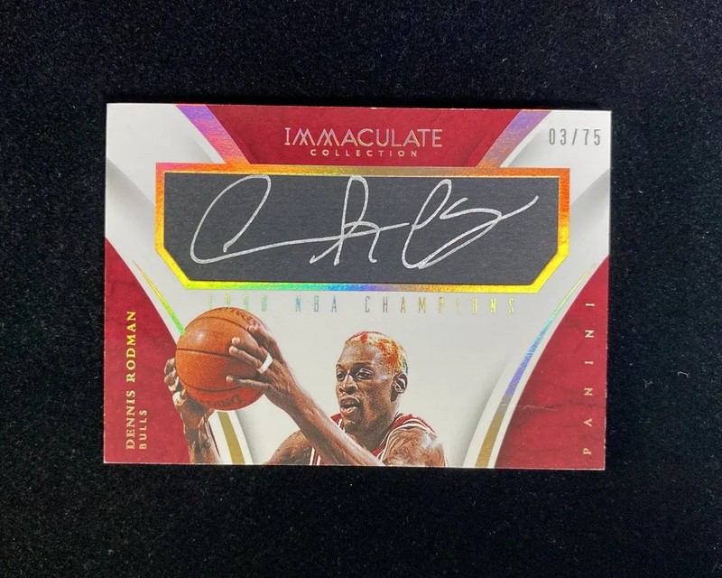 2014-15 Panini Immaculate 1998 NBA Champions #12 Dennis Rodman Auto 3/75 WU89