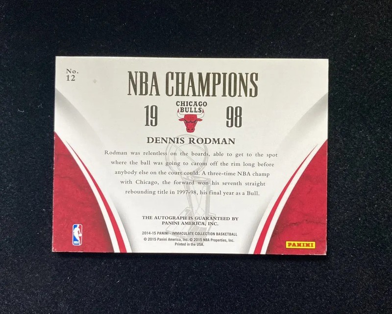 2014-15 Panini Immaculate 1998 NBA Champions #12 Dennis Rodman Auto 3/75 WU89 view 2