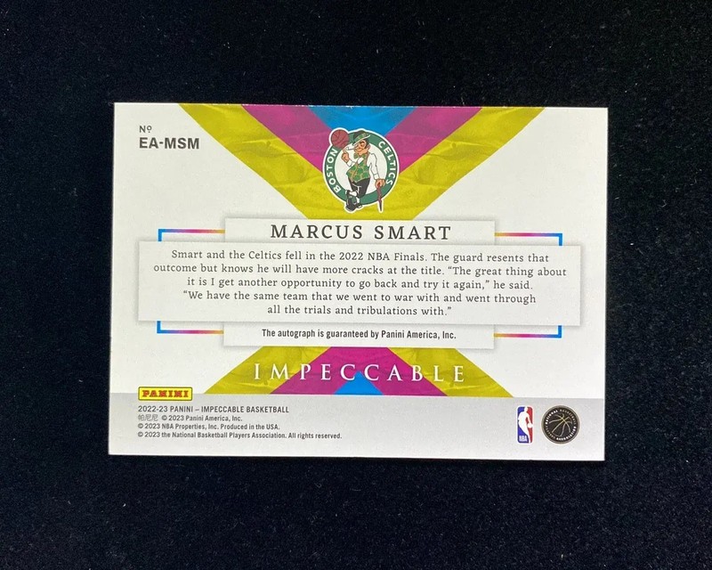 2022-23 Panini Impeccable Extravagance Asia Red Gold Marcus Smart Auto 1/1 WU89 view 2