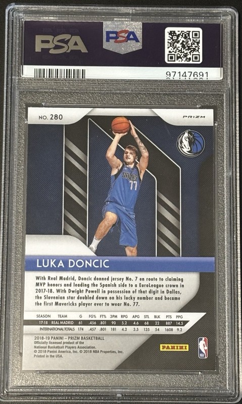 2018-19 Panini Prizm Luka Doncic #280 PSA 9 RC Silver Prizm Basketball Mint view 2