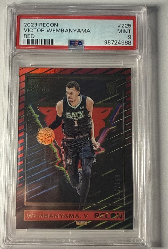 2023-24 Panini Recon Victor Wembanyama  RC Rookie Holo Red #’d /199 PSA 9 #225