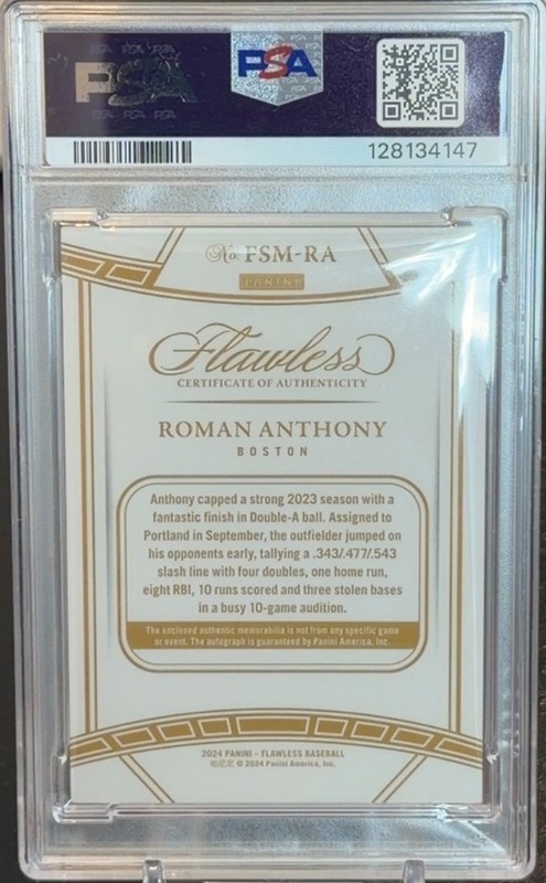 2024 Panini Flawless Baseball Roman Anthony RPA Rookie Auto Sapphire /15 view 2