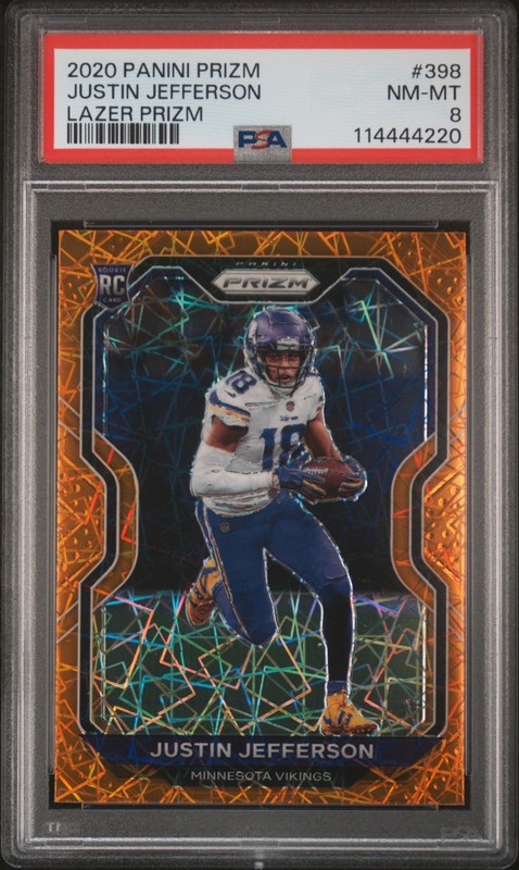 2020 Panini Prizm #398 Justin Jefferson Lazer Prizm PSA 8