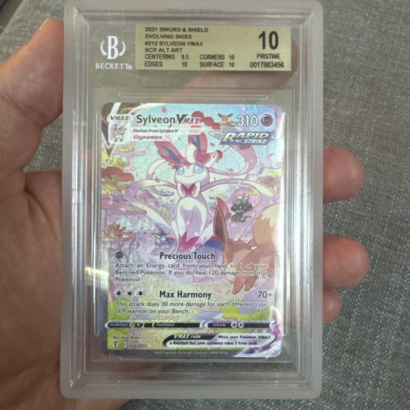 2021 Pokemon SWSH Evolving Skies Secret #212 FA Sylveon VMAX BGS 10 PRISTINE