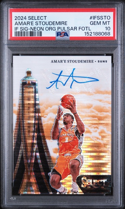 2024-25 Panini Select Amare Stoudemire In Flight Orange Pulsar Auto #/30 PSA 10