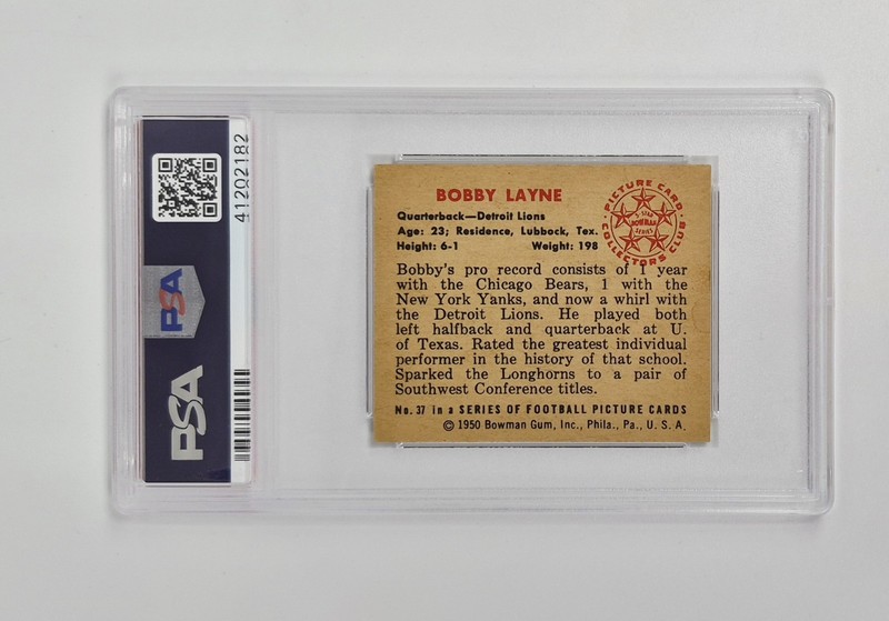 PSA GRADED 4 VG-EX VINTAGE 1950 BOWMAN ROOKIE BOBBY LAYNE DETROIT LIONS TEXAS RC view 2