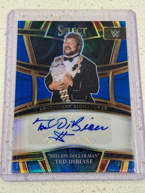 "MILLION DOLLAR MAN" TED DIBIASE 2023 SELECT WWE LEGENDARY BLUE AUTO /49