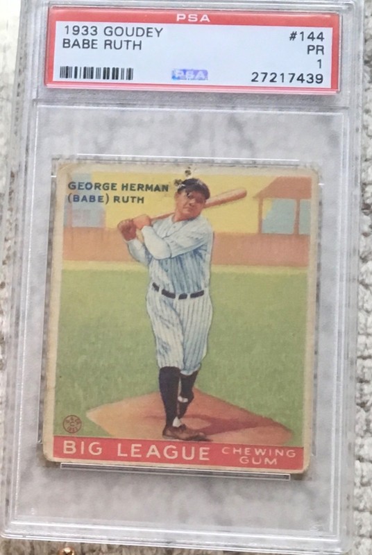 1933 goudey babe ruth 144 psa 1