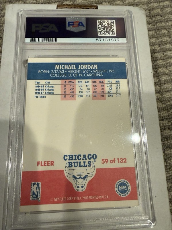 1987 FLEER #59 MICHAEL JORDAN PSA 5 view 2
