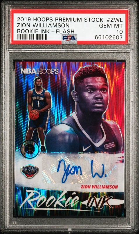 ZION WILLIAMSON 2019 NBA HOOPS PREMIUM STOCK ROOKIE FLASH AUTO PSA 10 RI-ZWL RC