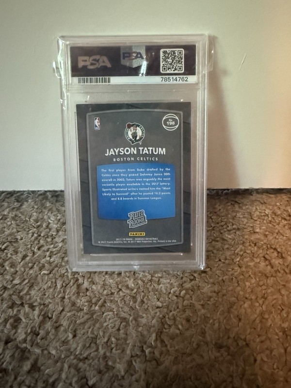 2017-18 Panini Donruss Rated Rookies Jayson Tatum #198 (RC) PSA 9 view 2