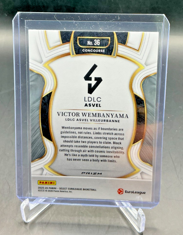 2025/26 Panini Select Euroleague VICTOR WEMBANYAMA White Sparkle Prizm #36 view 2