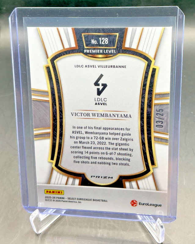 2025/26 Panini Select Euroleague VICTOR WEMBANYAMA Tie-Dye Prizm 03/25 #128 view 2
