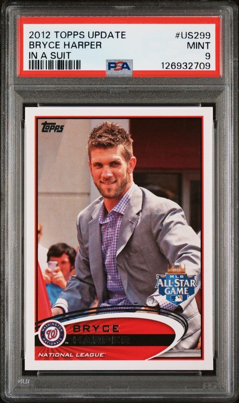 2012 Topps Update Bryce Harper #US299 RC Rookie in a Suit All Star PSA 9 view 1