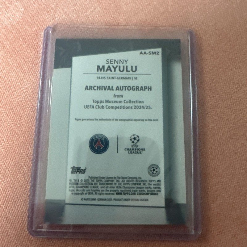 2024/25 Topps Museum Collection UCC Senny Mayulu Auto /50 RC view 2