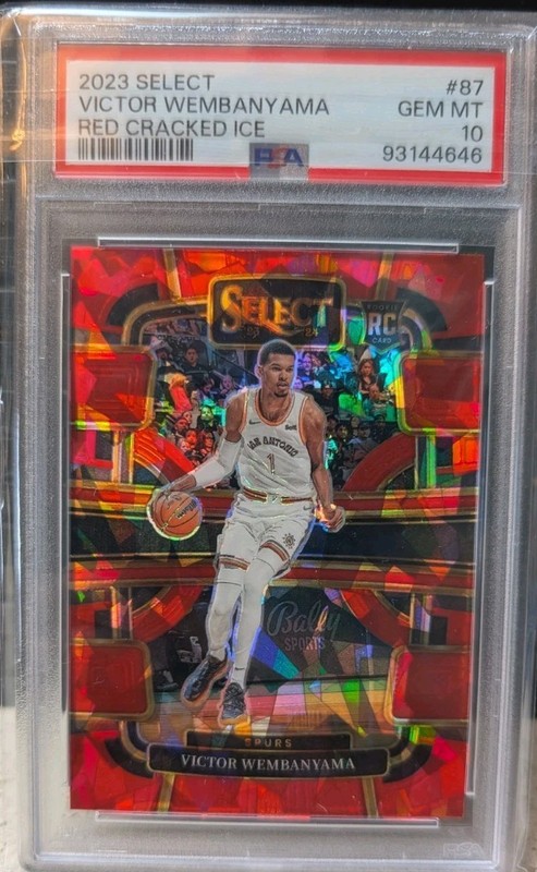 2023 Select #87 Victor Wembanyama Spurs RC Rookie Red Cracked Ice PSA 10 GEM MT