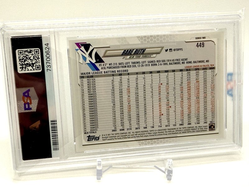 2021 Topps Legend Variation Babe Ruth SP (Horizontal) PSA 9 HOF view 2
