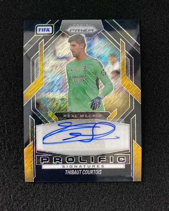 2025-26 Panini Prizm FIFA Prolific Black Shimmer Thibaut Courtois Auto 1/1 JC22