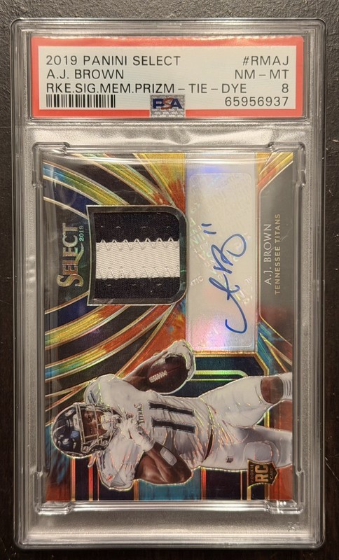 2019 Panini Select Football AJ Brown Tie Dye Prizm RPA /25 PSA 8 SP