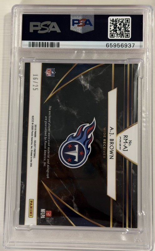 2019 Panini Select Football AJ Brown Tie Dye Prizm RPA /25 PSA 8 SP view 2