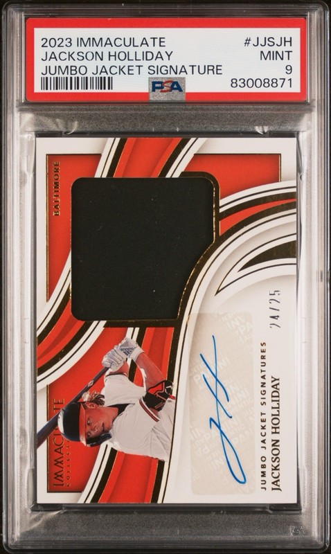 2023 Immaculate Jackson Holliday #/25 Jumbo Patch Autograph Auto PSA 9 Orioles