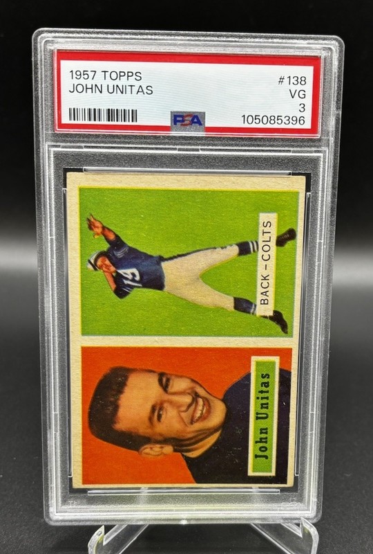 1957 Topps #138 Johnny Unitas RC - PSA VG 3 - Baltimore Colts