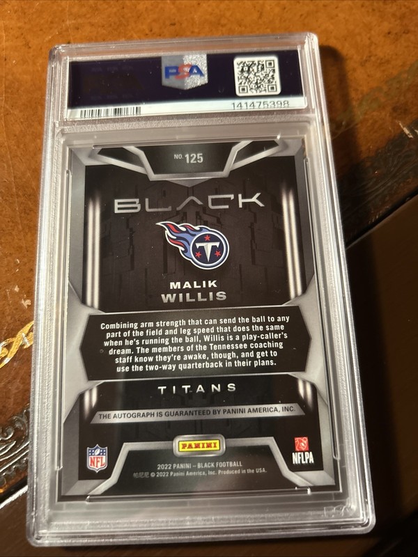 2022 Panini Black Malik Willis PSA 10 Auto PSA 10 Sapphire  view 2