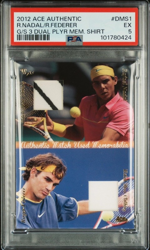 2012 Ace Authentic Grand Slam Roger Federer Rafael Nadal Dual Relic Patch PSA 5 view 1