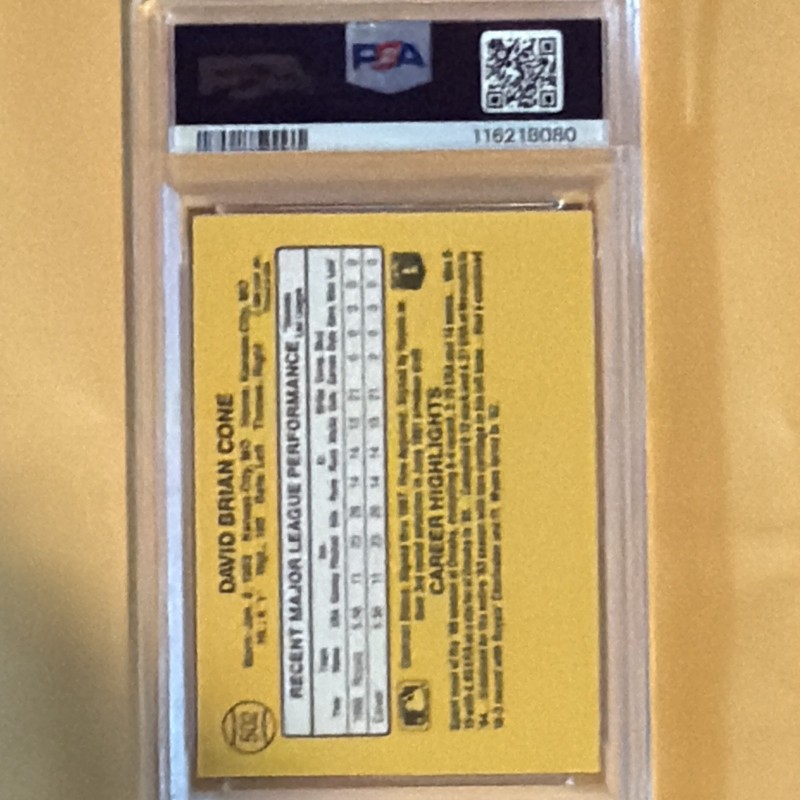 Donruss 1987 David Cone Rookie #502 Royals PSA 10 Baseball Card view 2
