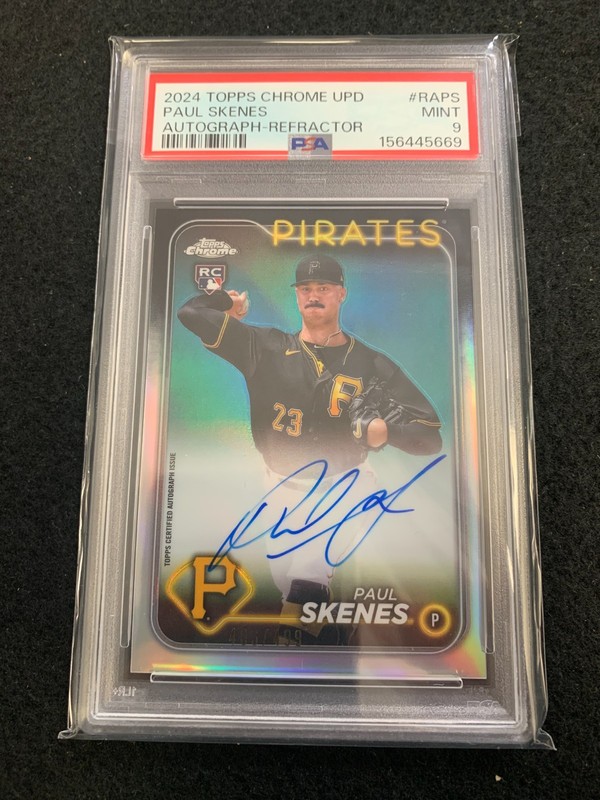 PSA 9 2024 Topps Chrome Update Paul Skenes RC Auto Refractor /499 #RA-PS